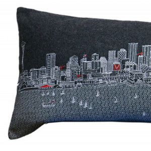 HomeRoots 46" Black Seattle Skyline Lumbar Pillow - Cozy Comfort with Iconic City Design for Modern Décor 482466