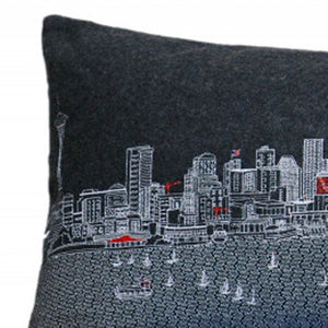 HomeRoots 46" Black Seattle Skyline Lumbar Pillow - Cozy Comfort with Iconic City Design for Modern Décor 482466