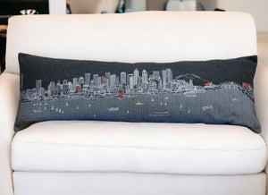 HomeRoots 46" Black Seattle Skyline Lumbar Pillow - Cozy Comfort with Iconic City Design for Modern Décor 482466