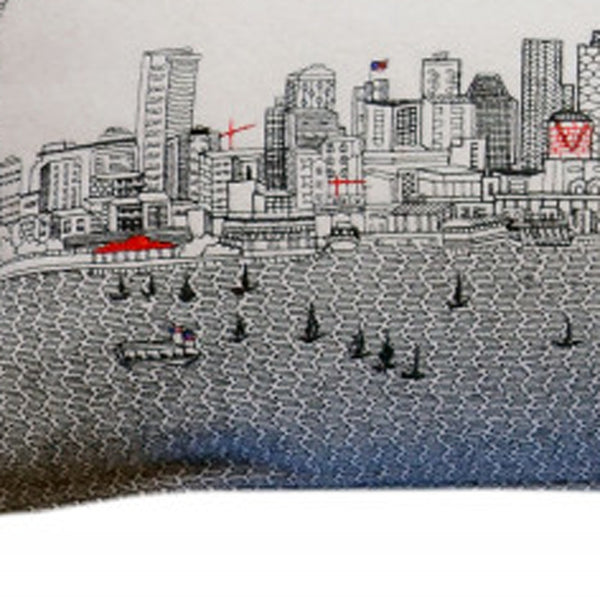 Homeroots 46" White Seattle Daylight Skyline Lumbar Decorative Pillow   482467