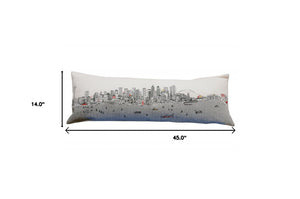 Homeroots 46" White Seattle Daylight Skyline Lumbar Decorative Pillow   482467