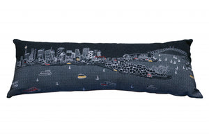 HomeRoots 46" Black Sydney Skyline Lumbar Pillow – Stylish Embroidered Decor for Comfort & Modern Elegance 482468