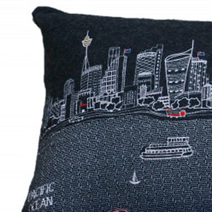 HomeRoots 46" Black Sydney Skyline Lumbar Pillow – Stylish Embroidered Decor for Comfort & Modern Elegance 482468