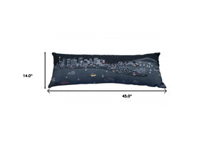 HomeRoots 46" Black Sydney Skyline Lumbar Pillow – Stylish Embroidered Decor for Comfort & Modern Elegance 482468