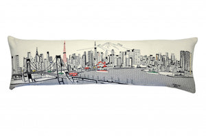 HomeRoots 46" Tokyo Daylight Skyline Lumbar Pillow - Stylish Comfort with Elegant Embroidery & Travel-Inspired Design 482471