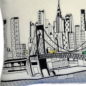 HomeRoots 46" Tokyo Daylight Skyline Lumbar Pillow - Stylish Comfort with Elegant Embroidery & Travel-Inspired Design 482471