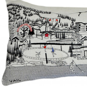 HomeRoots 46" White Vail Daylight Skyline Lumbar Pillow - Stylish Embroidered Design for Home Décor & Comfort 482473