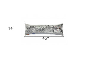 HomeRoots 46" White Vail Daylight Skyline Lumbar Pillow - Stylish Embroidered Design for Home Décor & Comfort 482473