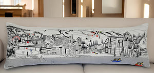 HomeRoots 46" White Vail Daylight Skyline Lumbar Pillow - Stylish Embroidered Design for Home Décor & Comfort 482473