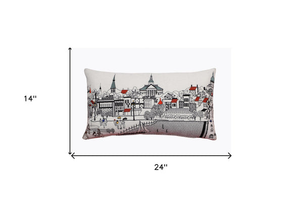 Homeroots 14" X 24" Cream Hometown Pride Wool Lumbar Throw Pillow   482475