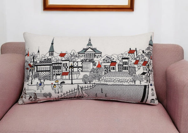 Homeroots 14" X 24" Cream Hometown Pride Wool Lumbar Throw Pillow   482475