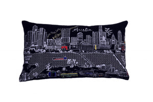 Homeroots 25" Black Atlanta Nighttime Skyline Lumbar Decorative Pillow   482476