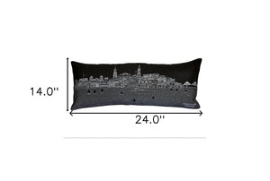 Homeroots 25" Black Charleston Nighttime Skyline Lumbar Decorative Pillow   482480