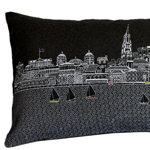 Homeroots 25" Black Charleston Nighttime Skyline Lumbar Decorative Pillow   482480