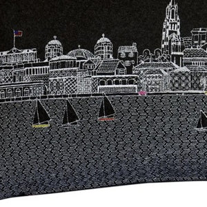 Homeroots 25" Black Charleston Nighttime Skyline Lumbar Decorative Pillow   482480