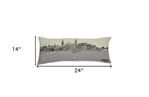 Homeroots 25" White Charleston Daylight Skyline Lumbar Decorative Pillow   482481