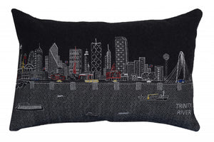 Homeroots 25" Black Dallas Nighttime Skyline Lumbar Decorative Pillow   482486