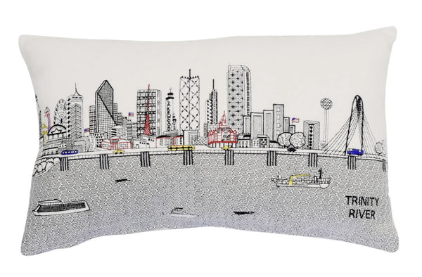 Homeroots 25" White Dallas Daylight Skyline Lumbar Decorative Pillow   482487