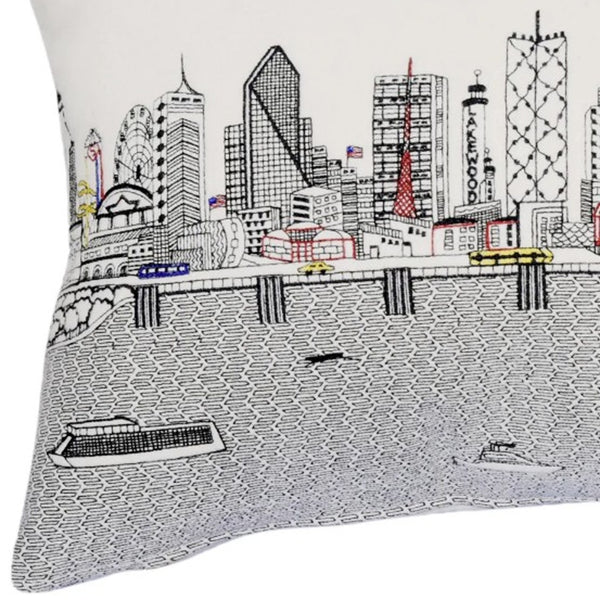 Homeroots 25" White Dallas Daylight Skyline Lumbar Decorative Pillow   482487