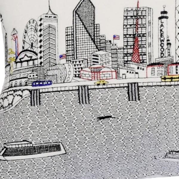 Homeroots 25" White Dallas Daylight Skyline Lumbar Decorative Pillow   482487