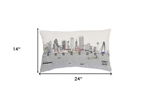 Homeroots 25" White Dallas Daylight Skyline Lumbar Decorative Pillow   482487