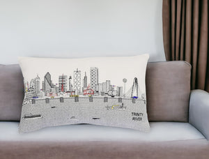 Homeroots 25" White Dallas Daylight Skyline Lumbar Decorative Pillow   482487