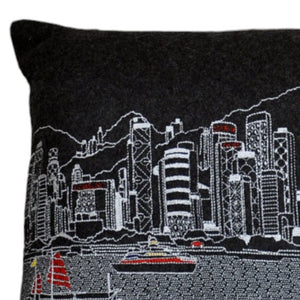 HomeRoots 14" Urban Chic Black Gray and White Wool Lumbar Pillow - Cozy Support for Stylish Living Spaces 482490