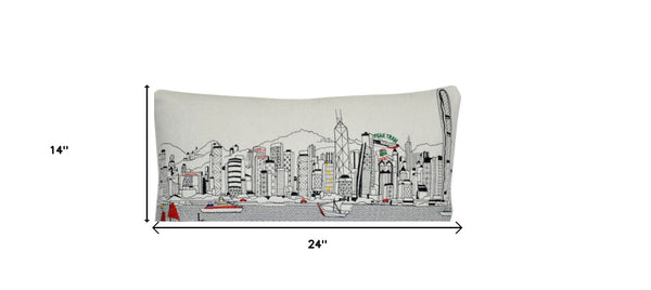 Homeroots 14" X 24" Cream Hometown Pride Wool Lumbar Throw Pillow   482491