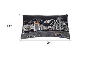 Homeroots 25" Black Jackson Nighttime Skyline Lumbar Decorative Pillow   482494