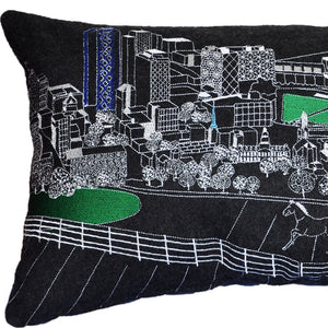 Homeroots 14" X 24" Black Gray And White Hometown Pride Wool Lumbar Throw Pillow   482496