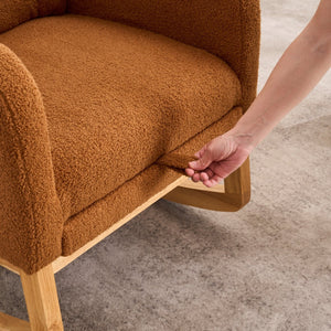 English Elm LY-5104 Plush High-Back Rocking Chair with Footrest & Storage Pocket, Ergonomic Foam Cushion for Nursery Caramel W2231P292992