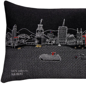 Homeroots 14" X 24" Black Gray And White Hometown Pride Wool Lumbar Throw Pillow   482500
