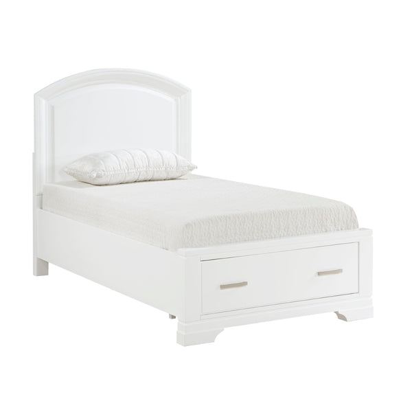 English Elm Modern Twin Platform Bed White Finish Curved Headboard Footboard Storage Drawers B011S02349