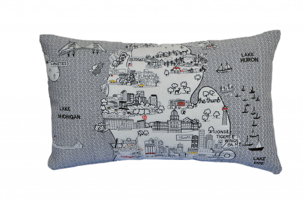 Homeroots 14" X 24" Cream Hometown Pride Wool Lumbar Throw Pillow   482503