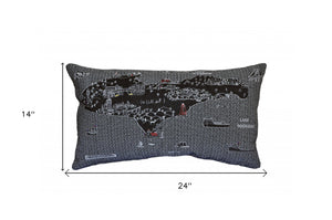 Homeroots 14" X 24" Black Gray And White Hometown Pride Wool Lumbar Throw Pillow   482504