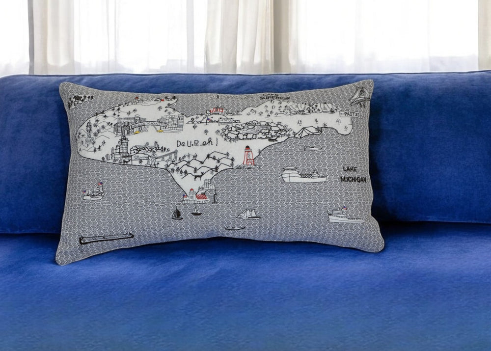 Homeroots 14" X 24" Cream Hometown Pride Wool Lumbar Throw Pillow   482505