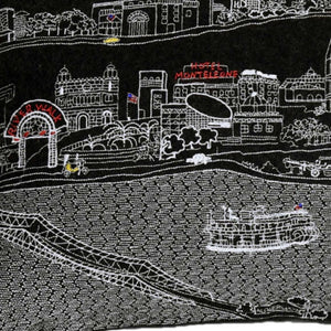 HomeRoots 14" New Orleans Cityscape Wool Lumbar Pillow - Black, Gray & White, Cozy Support for Any Room 482508
