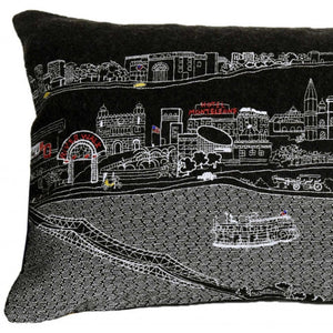 HomeRoots 14" New Orleans Cityscape Wool Lumbar Pillow - Black, Gray & White, Cozy Support for Any Room 482508