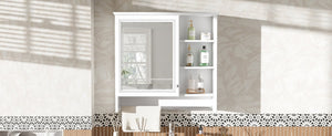 English Elm 30 Inch Wall Mount Mirror Cabinet Mdf Storage with Soft Close Hinges Bathroom Vanity White N710P186086K