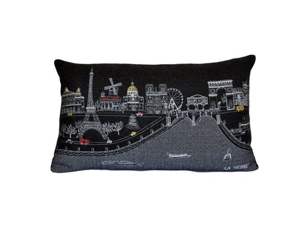 Homeroots 14" X 24" Black Gray And White Hometown Pride Wool Lumbar Throw Pillow   482512