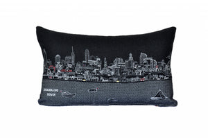 Homeroots 14" X 24" Black Gray And White Hometown Pride Wool Lumbar Throw Pillow   482514