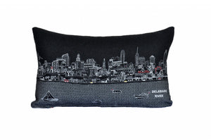 Homeroots 14" X 24" Black Gray And White Hometown Pride Wool Lumbar Throw Pillow   482514