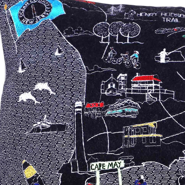 Homeroots 25" Black Jersey Shore Nighttime Skyline Lumbar Decorative Pillow   482522