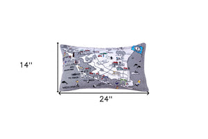 Homeroots 25" White Jersey Shore Daylight Skyline Lumbar Decorative Pillow   482523