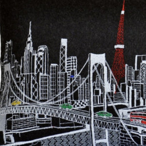 HomeRoots 14" Eclectic Tokyo Cityscape Wool Lumbar Throw Pillow – Cozy Support for Home Decor & Gifts 482524