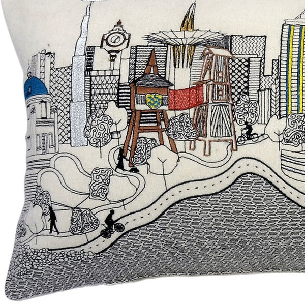 Homeroots 25" White Tulsa Daylight Skyline Lumbar Decorative Pillow   482527