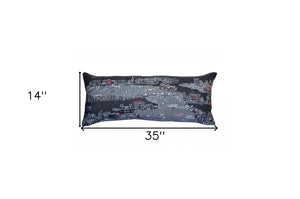 HomeRoots 14" Luxurious Wool Lumbar Throw Pillow - Eclectic Amsterdam Skyline Design for Chic Home Decor 482528