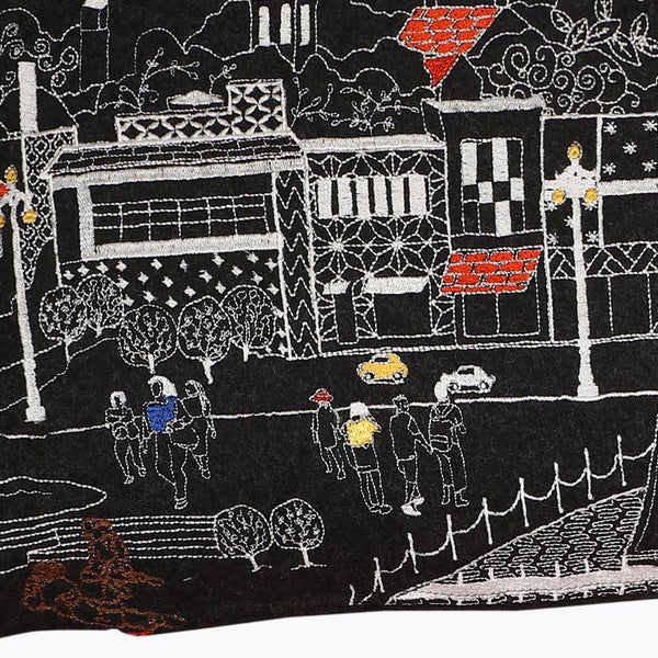 Homeroots 14" X 35" Black Gray And White Hometown Pride Wool Lumbar Throw Pillow   482530