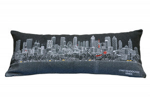 Homeroots 35" Black Atlanta Nighttime Skyline Lumbar Decorative Pillow   482532