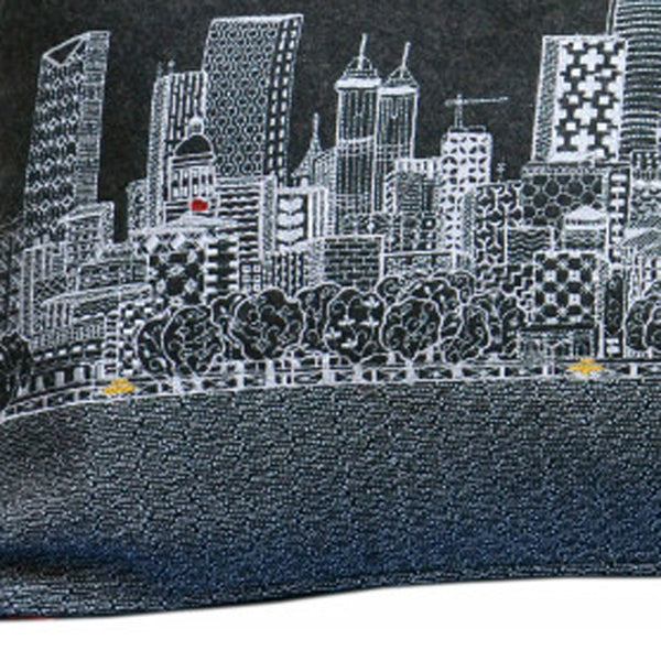 Homeroots 35" Black Atlanta Nighttime Skyline Lumbar Decorative Pillow   482532